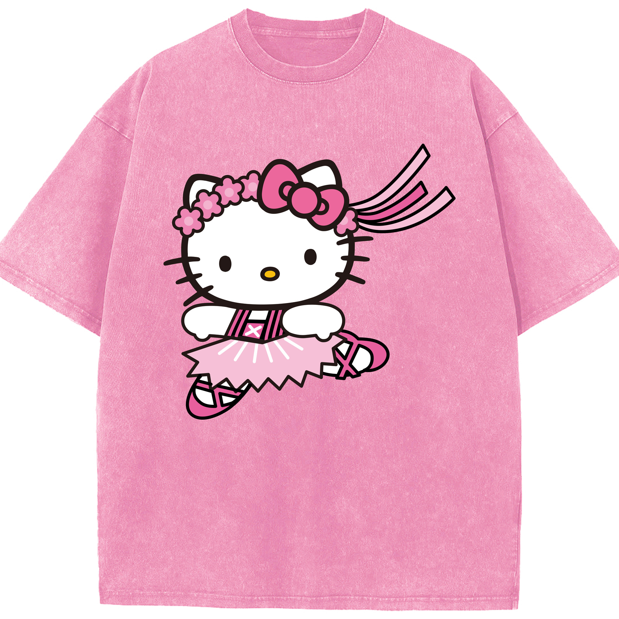 （画像用） Hello Kitty ハローキティ 綿100% ヴィンテージ風 半袖Tシャツ（フロントプリント）